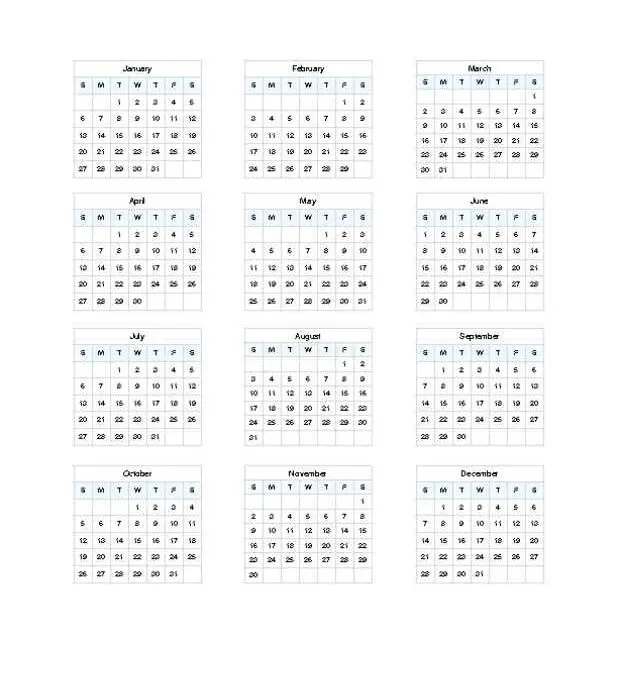 2008 Single-Page Calendar