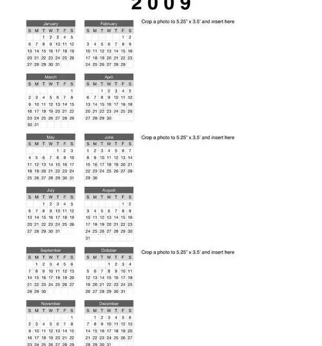 2009 Yearly Calendar with 3 Photos