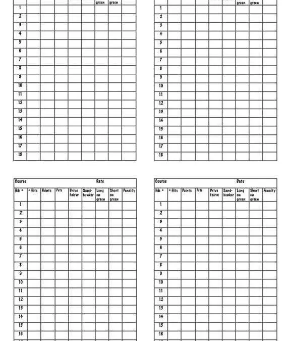 4-Up Golf Scorecard
