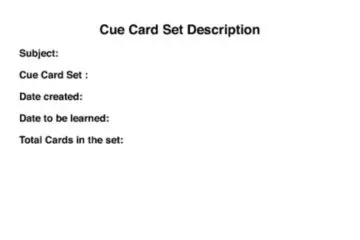4x6 Flash Card Set with Cover Page Set Description