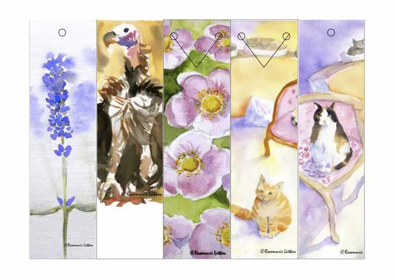 5-Up Watercolor Bookmarks