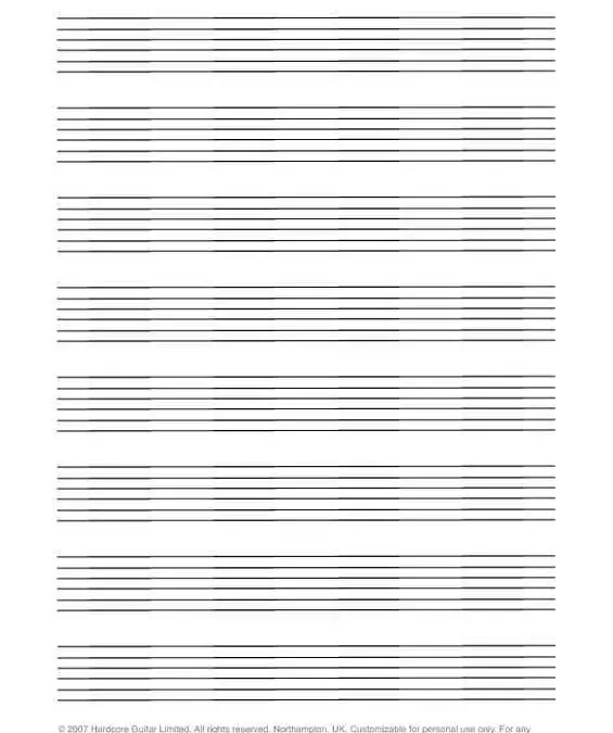 8-Line Guitar Tab Paper