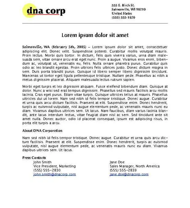 Basic Press Release with Logo