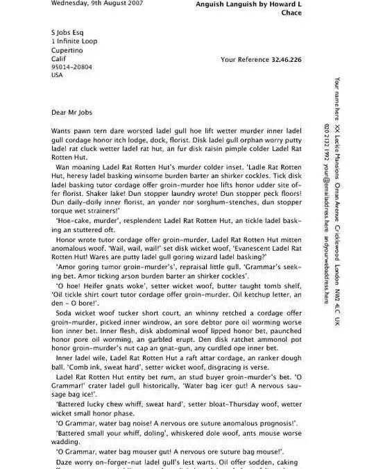 Classic Business Letter with Windowed Envelope Tab Page One