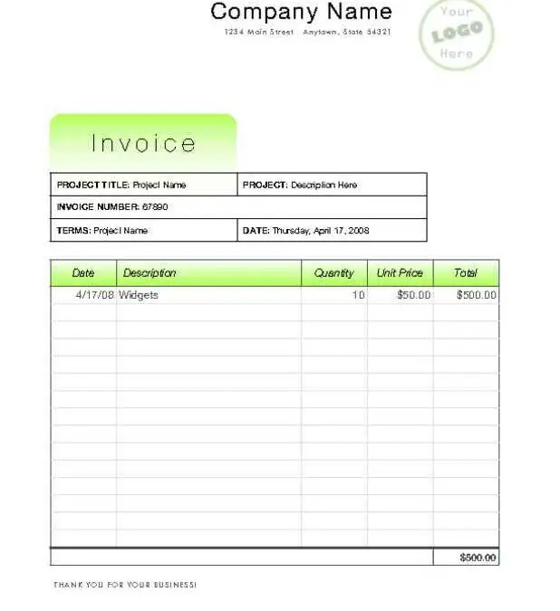 Company Invoice with Bright Green Accents