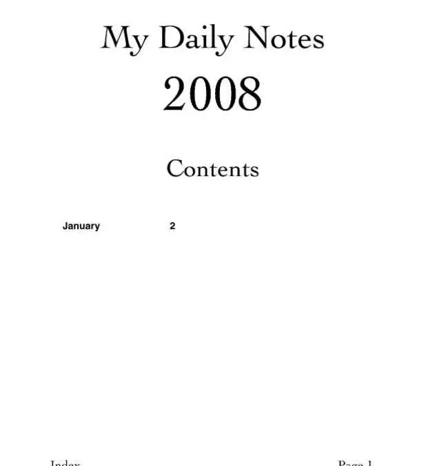 Daily Notes with Table of Contents Cover