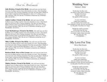 Detailed Wedding Program Booklet Meet the Bridesmaids