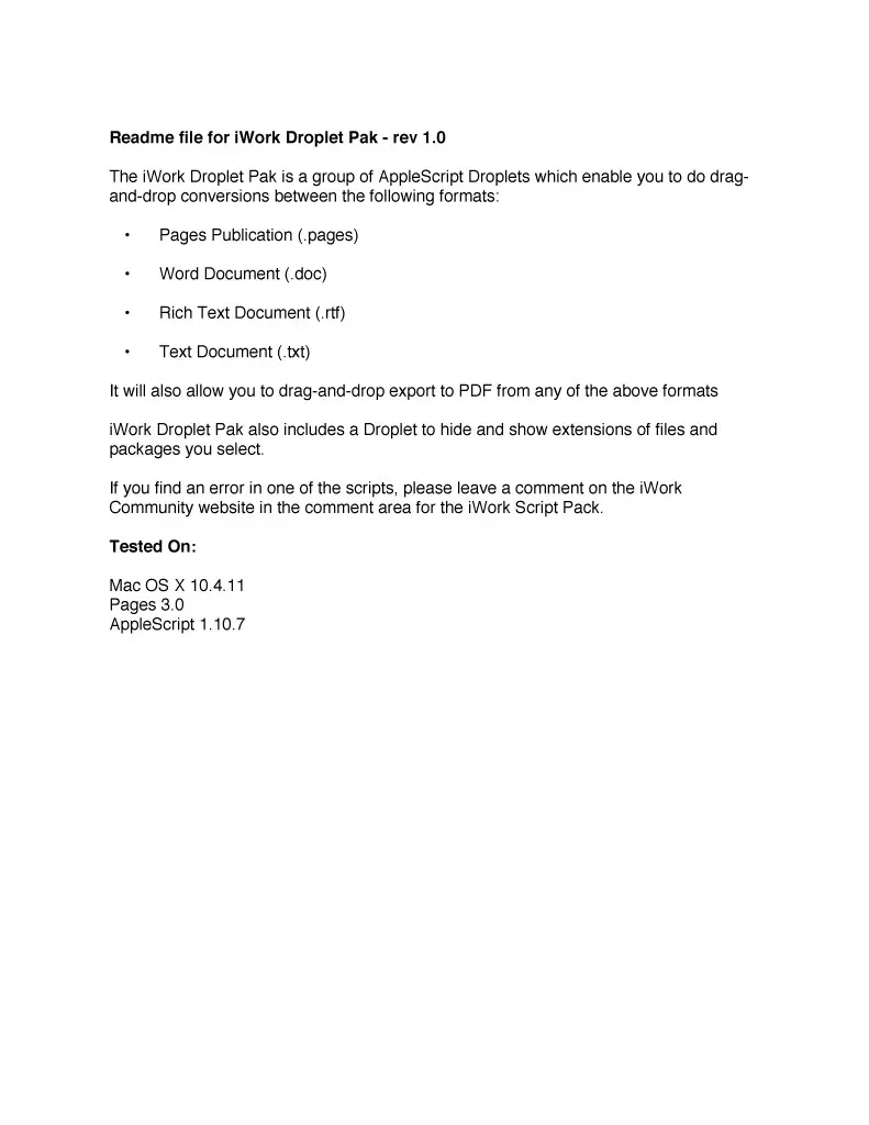 Drag and Drop iWork Conversion Droplet Pack
