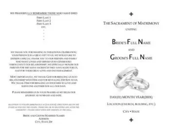 Dual-Sided Folded Wedding Program Front and Back