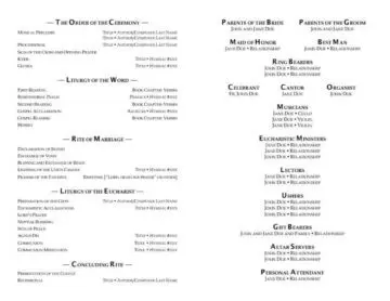 Dual-Sided Folded Wedding Program Inner Pages