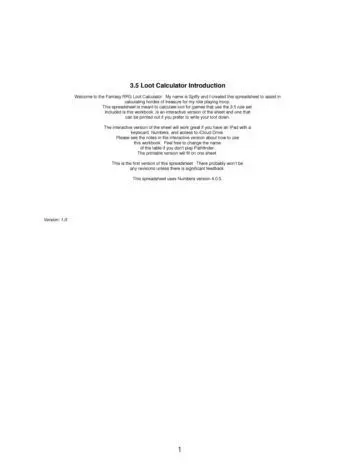 Dungeons and Dragons Loot Table 1