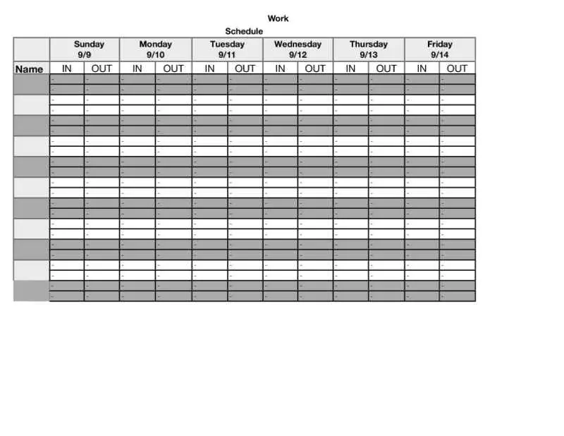 Employee Schedule Tracking Worksheet
