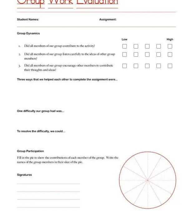 Evaluation Form for Group Projects
