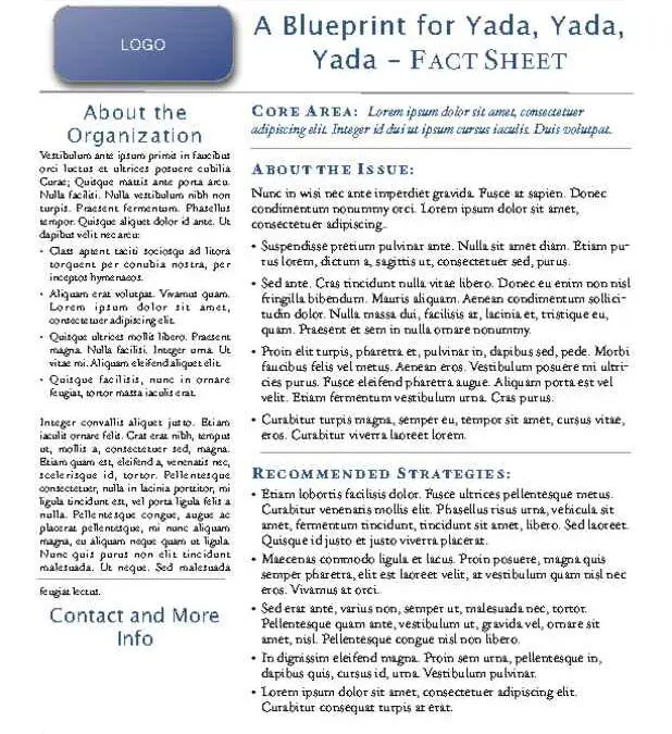 Fact Sheet Flyer for Social and Political Issues