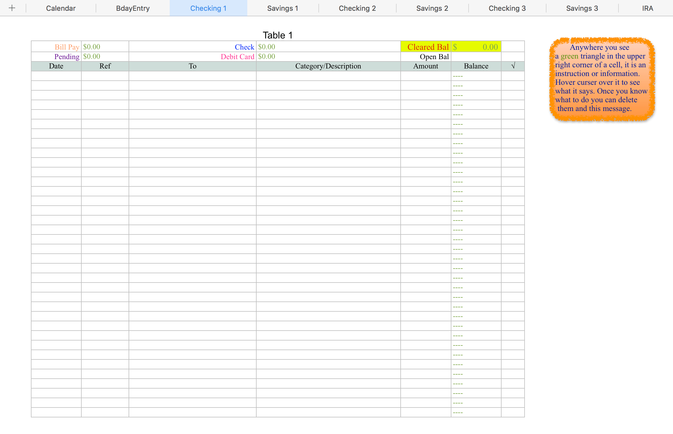 Financial Records Checking Account