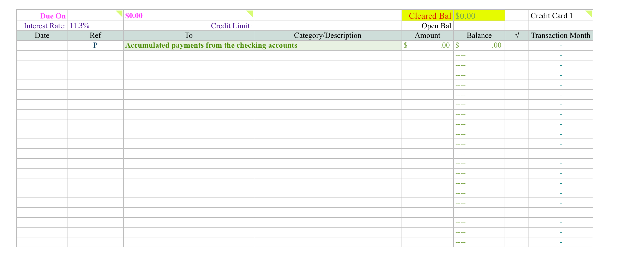 Financial Records Credit Card