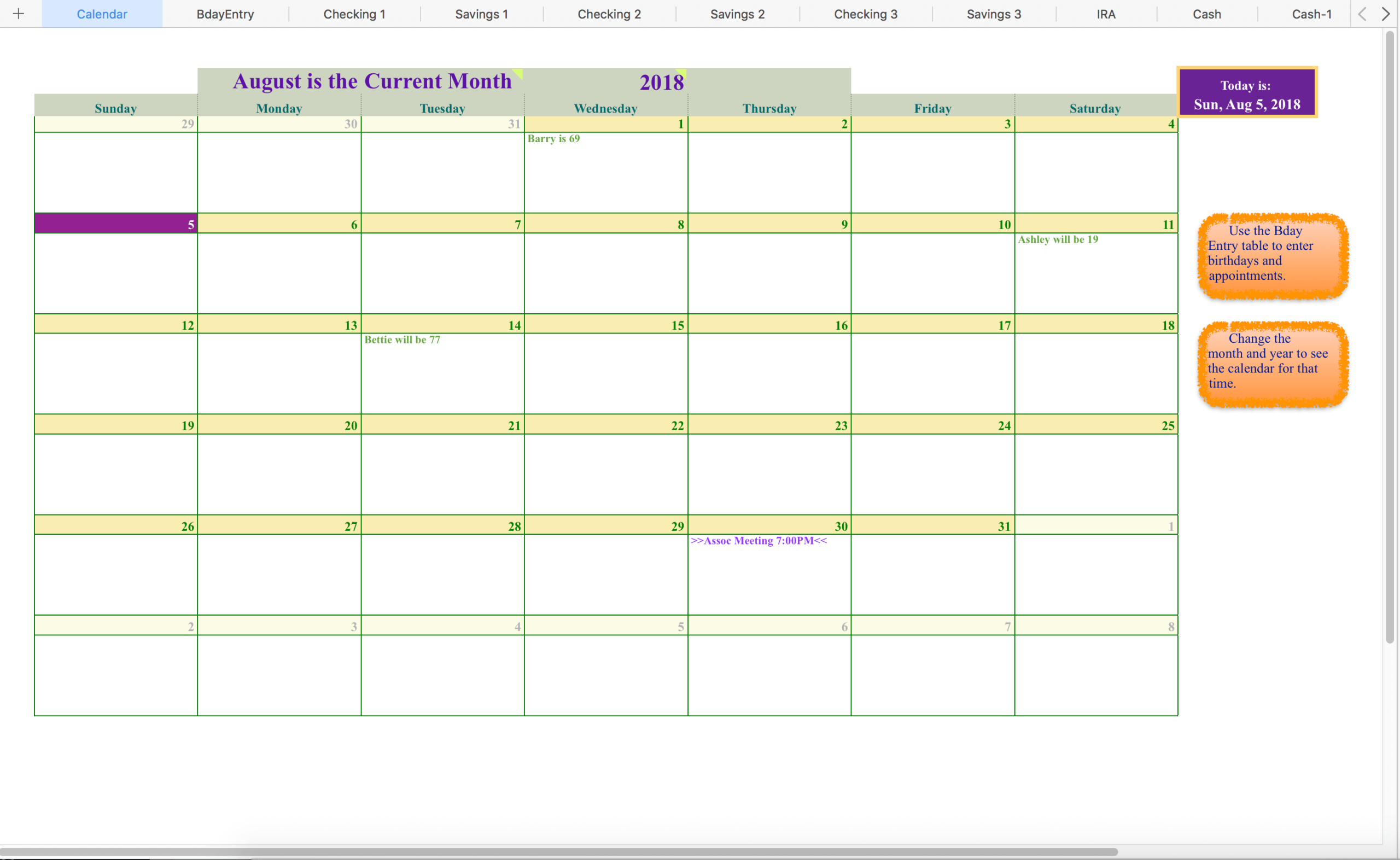 Financial Records Current Month