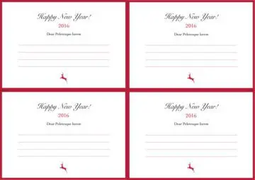 Happy New Year Cards in Red and White Back