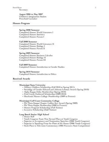 In-Depth Academic Resume Page Two