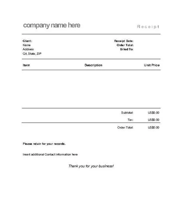 Modern Itemized Receipt