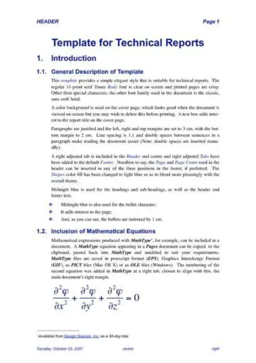 Modern Technical Report Text