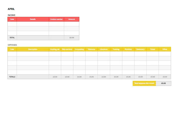 Monthly Freelance Expenses Log