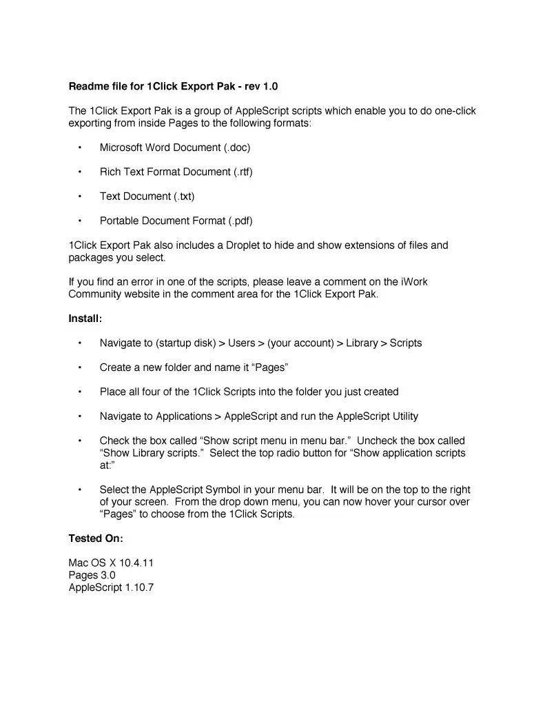 Pages Export Droplet Pack