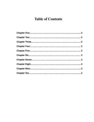 Publisher's Draft Chapter Book TOC
