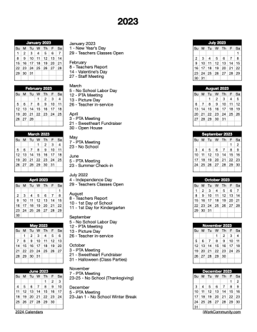Portrait 2023 Calendar Template with Center Information