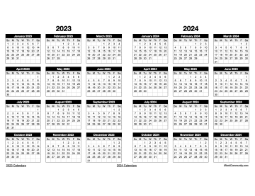 Landscape 2023-2024 Two Year Calendar Template