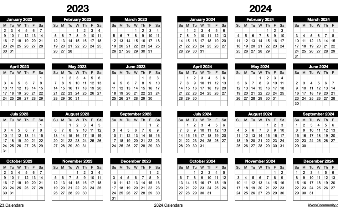 Landscape 2023-2024 Two Year Calendar Template