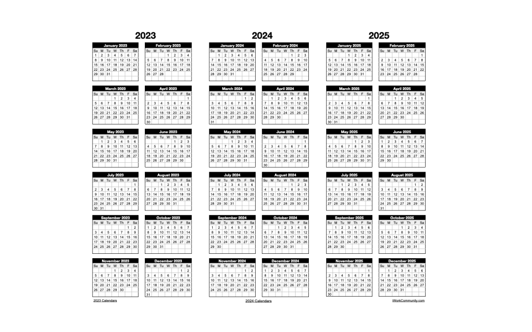 Landscape 2023-2025 Three Year Calendar