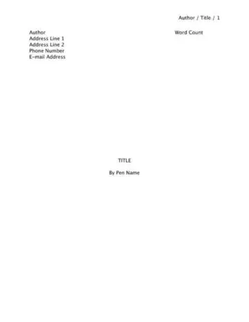 Simple Novel Manuscript Title Page