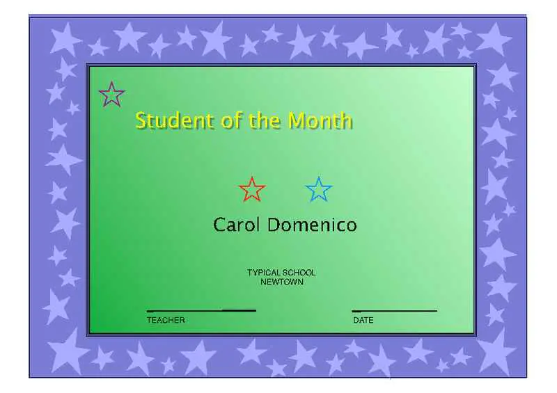 Student of the Month Certificate in Primary Colors