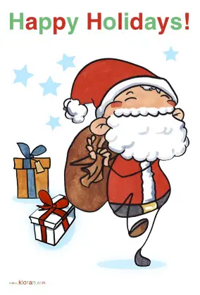 Walking Santa Christmas Card