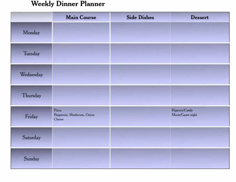 Weekly Dinner Planner