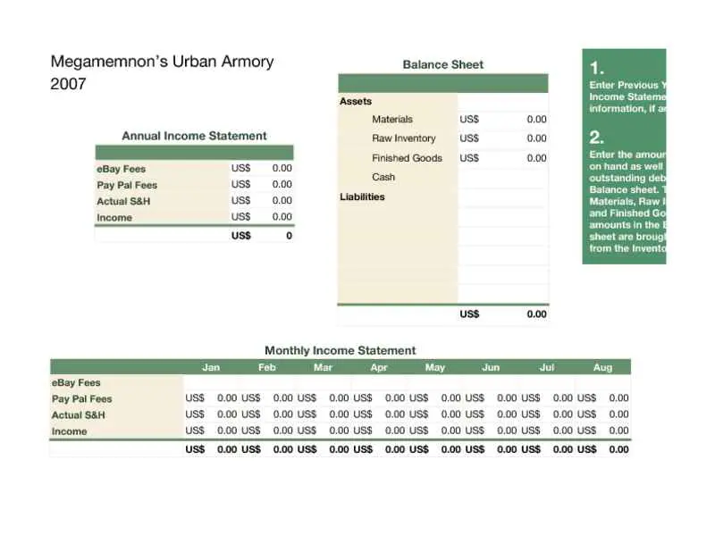 eBay Accounting Worksheet