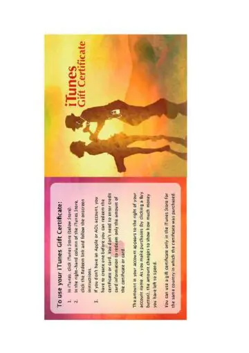 iTunes Gift Certificate for CD Case Certificate