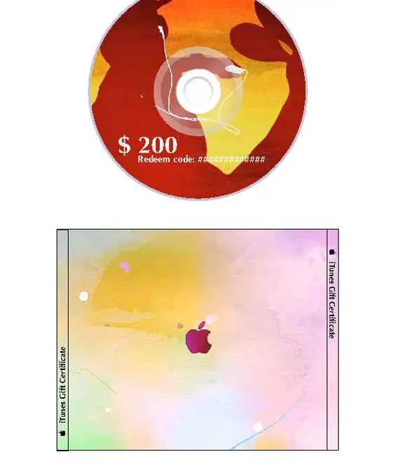 iTunes Gift Certificate for CD Case Design