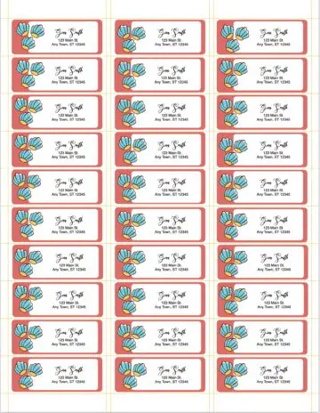 Summer Shells Avery 5160 Address Label Template for Pages