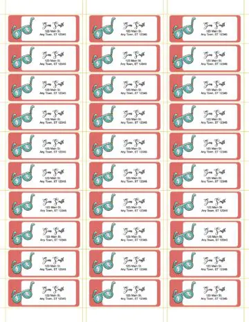 Summer Sunglasses Avery 5160 Label Template for Pages