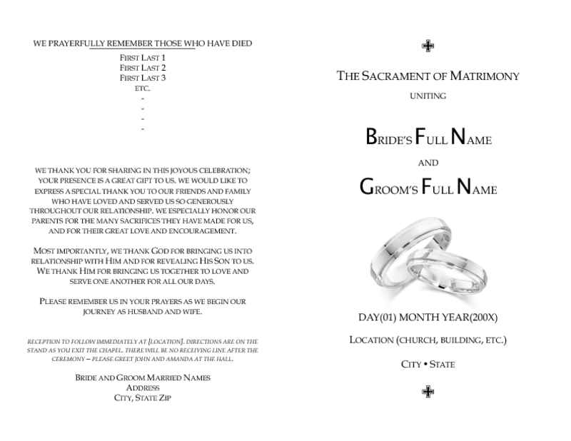 Dual-Sided Folded Wedding Program Front and Back