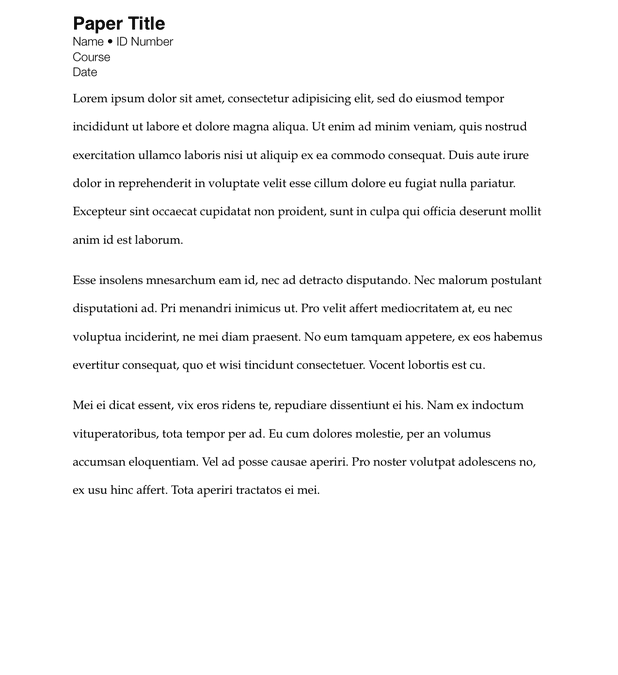 Simple Term Paper Layout First Page