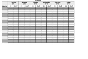 Employee Schedule Tracking Worksheet
