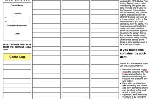 Geocache Log and Instructions