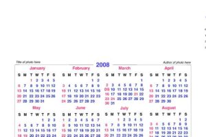 2008 Single-Page Photo Calendar
