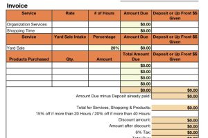 Professional Organizer Invoice