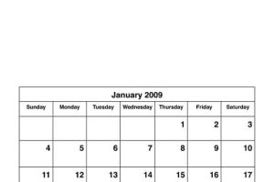 2009 Monthly Calendar Templates