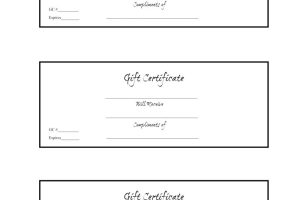 3-Up Black and White Gift Certificate
