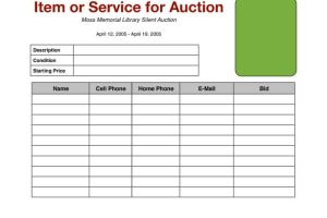 Silent Auction Bidding Sheet with Item Image